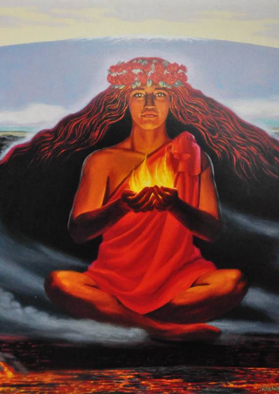 Uma bela representação da deusa havaiana dos vulcões, em Volcano, na Big Island, no Havaí